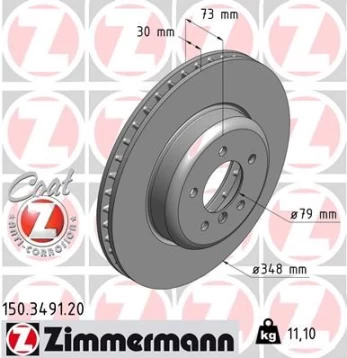 Stabdžių diskas ZIMMERMANN 150.3491.20