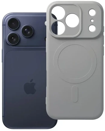 Dėklas Oem Case for iPhone 18 Pro / 17 Pro Silicone Mag Cover compatible with MagSafe (camera protection) sidabrinis
