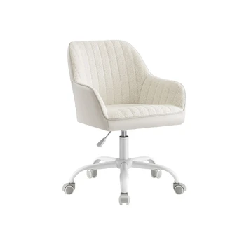 Songmics Minkšta biuro kėdė cappuccino beige-cloud baltas