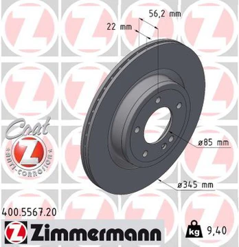 Stabdžių diskas ZIMMERMANN 400.5567.20