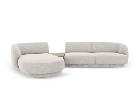 Kairinė modulinė sofa, Miley, 3 vietų, 303x178x70, sidabrinė