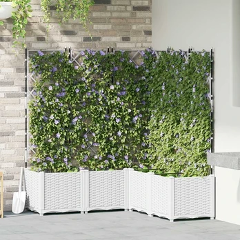 Sodo Vazonas su Treliu 5 vnt Baltas 120x120x143 cm