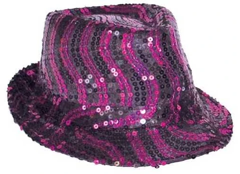 ESPA Fedorahat med pink og sorte pailletter