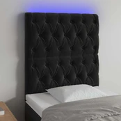 Galvūgalis su LED, juodos spalvos, 80x7x118/128cm, aksomas kaina