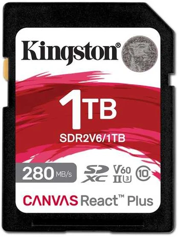 Kingston Technology 1TB Canvas React Plus SDXC UHS-II 280R/150W U3 V60 for Full HD/4K