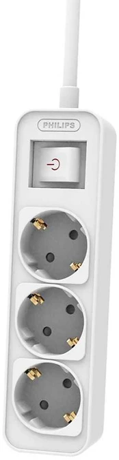 Sumuštinių keptuvas Power strip PHILIPS etension cord 3 Schuko sockets 1.5m 10A baltas