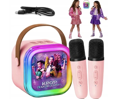 K POP Demon Hunters karaoke kolonėlė 2 mikrofonai