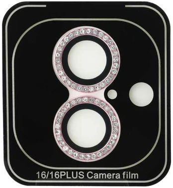 Guess Fixed Glliter Protective Lens for iPhone 16/16 Plus Rožinė