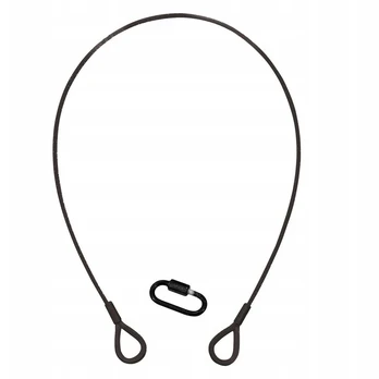 Apsauginis plieno trosas Eurolite 600mm x 3mm su karabinu, juodas