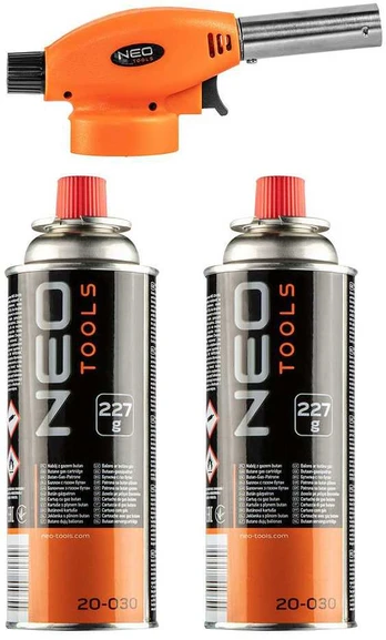 Neo Prisukamas dujų degiklis + 2 butano dujų kasetės, 227g