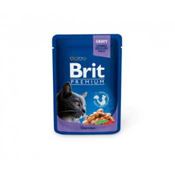 Konservai katėms Brit Premium kons. katėms maiš. Menkės žuvis 100 g