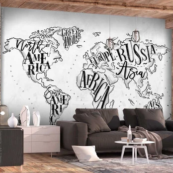 Artgeist Fototapetas - Retro Continents (Pilkas)