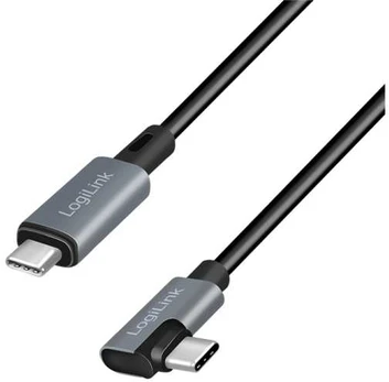 LogiLink USB 2.0 Type-C cable, C/M 90° to USB-C/M, E-mark, PD, juodas, 3 m