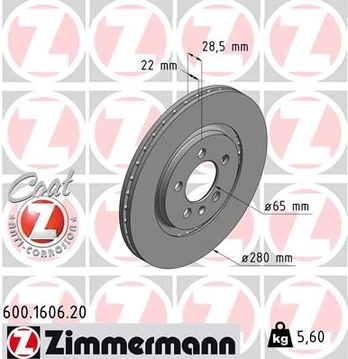 Stabdžių diskas ZIMMERMANN 600.1606.20