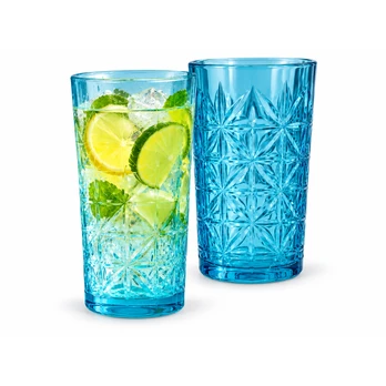 Krištolo rašto mėlynos stiklinės, 500 ml, 2 vnt