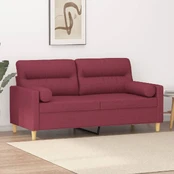 Dvivietė sofa su pagalvėlėmis, raudonojo vyno, 140cm, audinys kaina