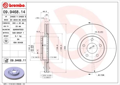 BREMBO 09.9468.11 Brake Disc