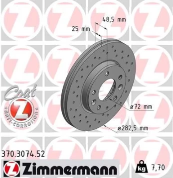 Stabdžių diskas ZIMMERMANN 370.3074.52