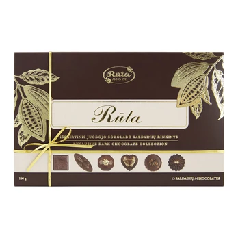 Juodojo šokolado saldainių rinkinys „Rūta“, 160 g