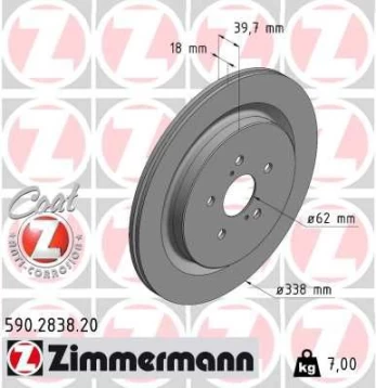 Stabdžių diskas ZIMMERMANN 590.2838.20