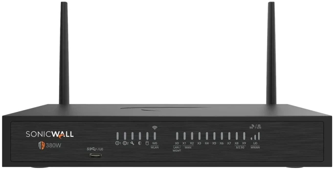 Maršrutizatorius Dell SonicWall TZ380W, 3,5 Gbit/s, 1,6 Gbit/s, 2 Gbit/s, 2000 Mbit/s, 1500 Mbit/s, laidinis ir belaidis
