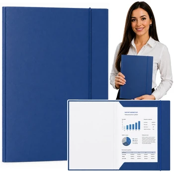 Lean Cardboard Folder with Elastic Band, Lacquered, A4, 300g/m2, Mėlyna