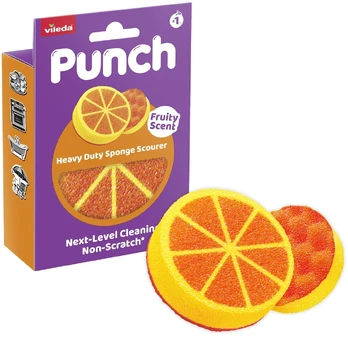 Vileda Punch kempinė, stipri, oranžinė, 1 vnt.