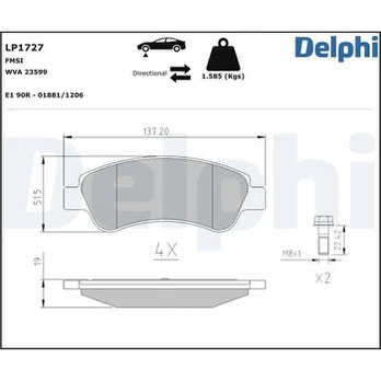 DELPHI LP1727 Brake pad set