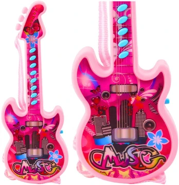 Žaislinė elektrinė gitara vaikams, 29 cm, rožinė