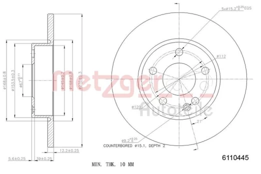 Stabdžių diskas METZGER 6110445