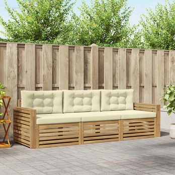 Lauko sofos komplektas 3 pcs Balta ir kreminė