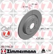Stabdžių diskas ZIMMERMANN 280.3196.20 kaina