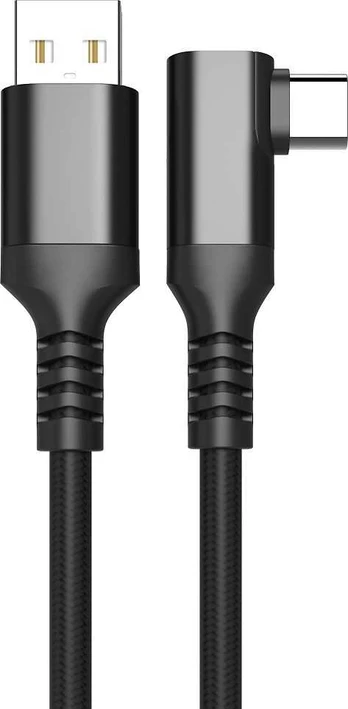 Fuj:tech USB-C 90° - USB-A -kaapeli, 1 m, musta