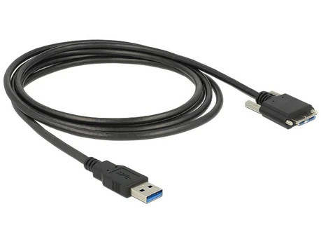 KABELIS USB MICRO(M) ZE ŚRUBAMI->USB-A(M) 3.0 3M Juodas DELOCK