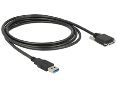 KABELIS USB MICRO(M) ZE ŚRUBAMI->USB-A(M) 3.0 3M Juodas DELOCK kaina