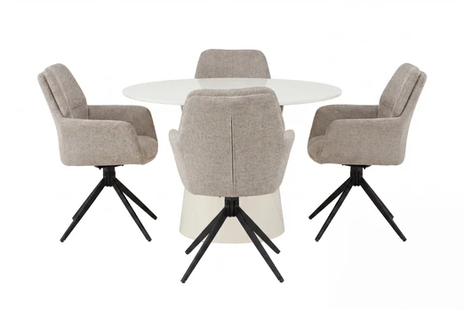 Lanzo Dining Table ø120 + Manchi Dining Chair 2-pack