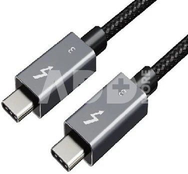 Kabelis Thunderbolt 3, USB-C - USB-C, 40Gbps, 100W, 20V/ 5A, 4K/ 60HZ, 1m