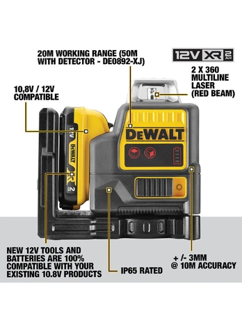 Linijinis lazeris Dewalt 10,8V 2,0Ah (DCE0811D1R)