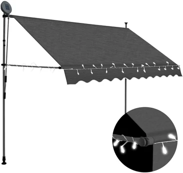 Rankiniu būdu ištraukiama markizė su LED, antracito, 250cm
