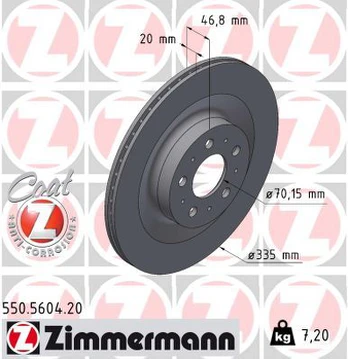 Stabdžių diskas ZIMMERMANN 550.5604.20