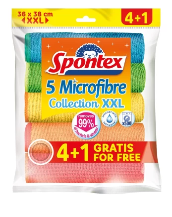 Mikropluošto šluostės SPONTEX XXL 4+1 vnt.
