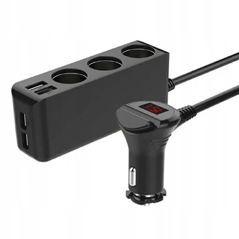 Automobilinis įkroviklis 4xusb, 3 lizdai, 120w, Pd