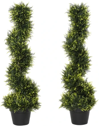 Aosom Dirbtinis spiralinis kedro medis su vazonu, 90 cm, žalias