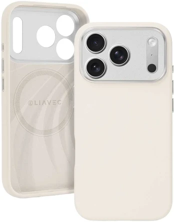 Liavec Silk Shield dėklas su Metal Camera Frame skirtas Apple iPhone 17 Pro Max beige