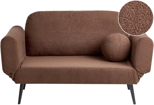 Beliani Dvivietė išskleidžiama sofa DOROTEA, Boucle, ruda