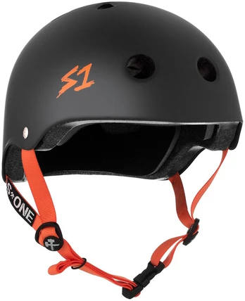 S-ONE LIFER HELMET - BLACK MATTE W/ ORANGE STRAPS - M