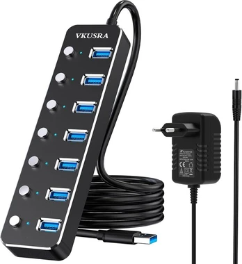 Usb 3.0 šakotuvas su maitinimo adapteriu, 7 prievadai