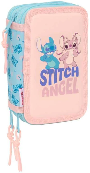 Safta Disney Stitch Ohana triple pencil case 37pcs