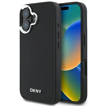 DKNY DKHMP16SPSCMCLK iPhone 16 6.1" juoda/juodas hardcase Plain Sidabrinis Logo MagSafe