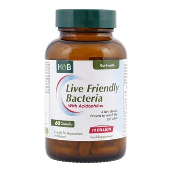 HOLLAND & BARRETT LIVE FRIENDLY BACTERIA 10 BILLION maisto papildas, 60 kapsulių